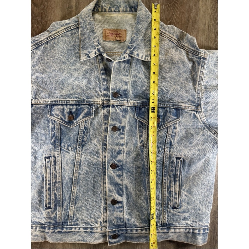 Vintage 80s Levi's 70507 Acid Wash Denim Trucker Jacket Made in USA Size Large - Picture 10 of 11